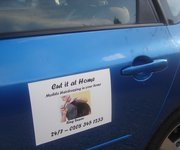 Small Business Vehicle Graphics  Create low cost vehicle graphics. Water resistant and will stay firmly in place until removed. Easy to peel off and no damage to paint work.