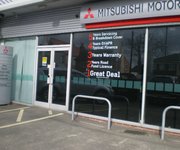 Magic Blackout Blind used by Mitsubishi for sales event to blackout car showroom windows